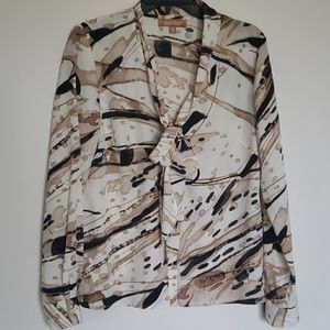 Ellen Tracy Graphic Bow Blouse